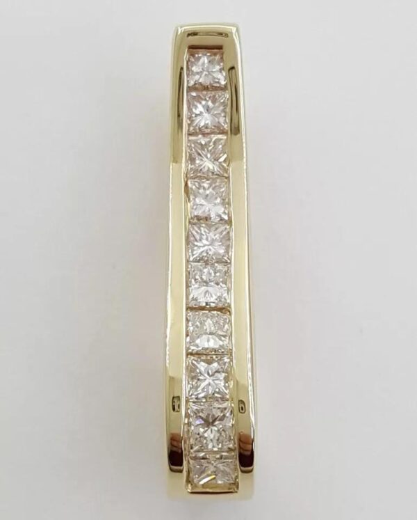 Princess Diamond Channel Set Slide Pendant 14K Yellow Gold 0.65 ct