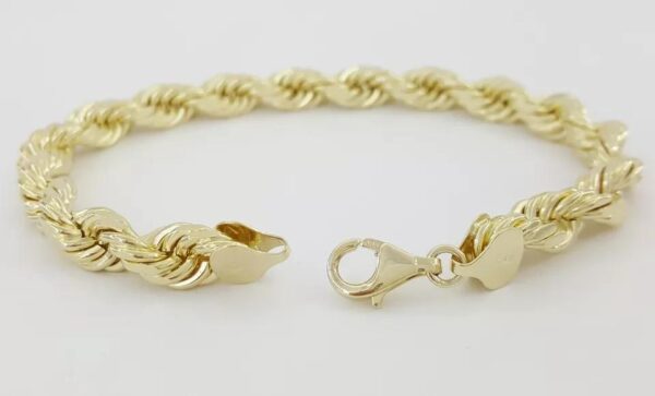 Diamond Cut Rope Bracelet 14K Solid Yellow Gold 8.75" 6.6mm 43 Grams