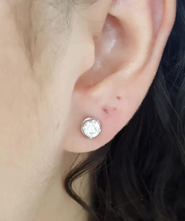 Round Cut Diamond Stud Earrings Hidden Halo 1.15 ct 14k White Gold Retail $3495