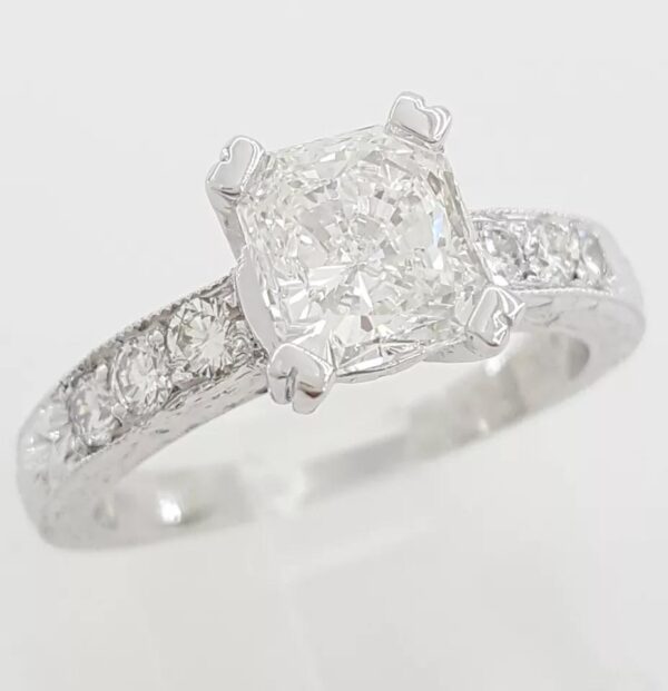 Radiant Cut Diamond Platinum Engagement Ring 1.8 ct Retail $15,500