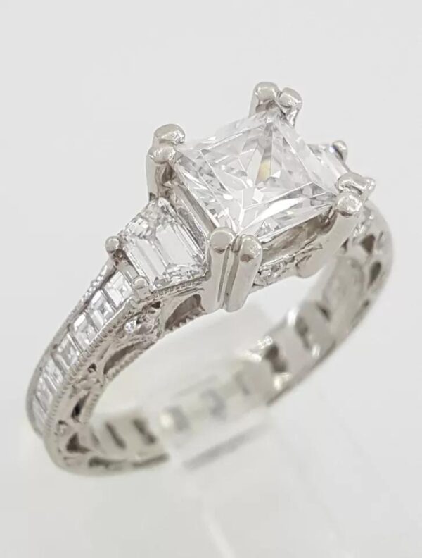 Tacori Reverse Crescent Plat 1.10 ct Semi-Mount Three Stone Engagement Ring