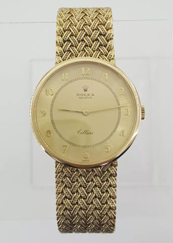 Vintage Rolex Cellini 4379 18K Yellow Gold 32mm Champagne Dial Watch 83 grams