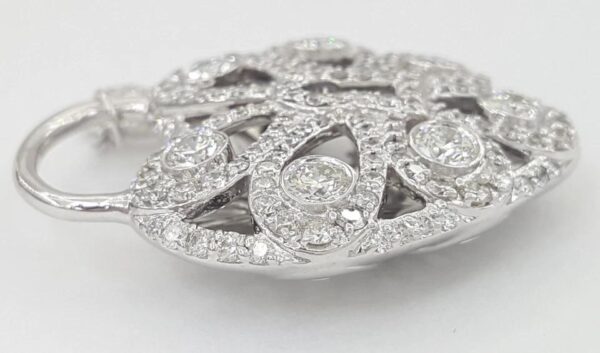 Tiffany & Co Diamond Filigree Lock Heart Key Pendant 1.44 ct 18k White Gold