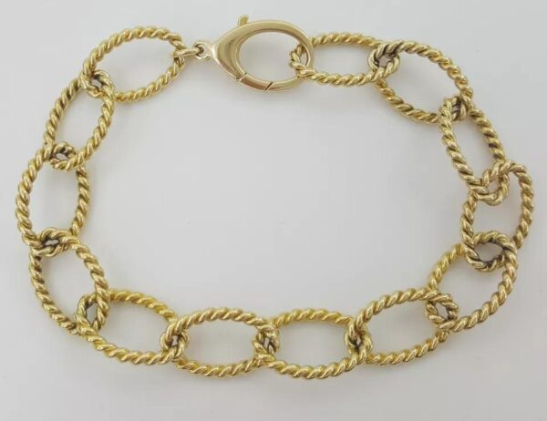 Tiffany & Co. 18k Yellow Gold Braided Oval Link Bracelet 28.8 Grams 19x12mm 8.5"