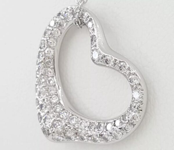 Tiffany & Co Elsa Peretti Diamond Open Heart Necklace 22 mm 0.95 ct Plat $18,500