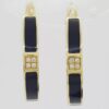 Bernard K Passman Black Coral Diamond 18k Yellow Gold Hoop Earrings 0.12 ct