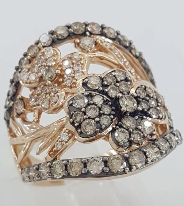 Le Vian LeVian Chocolate Nude Diamond Flower Statement Ring 14K Rose Gold 1.2 ct