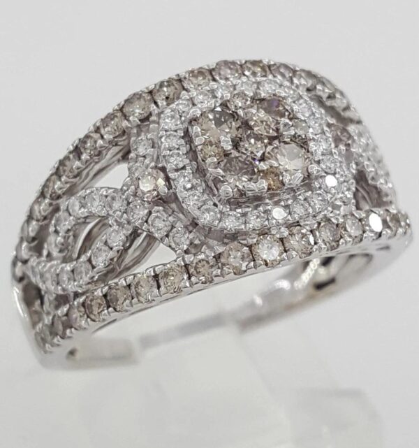 LeVian Le Vian Chocolate Nude Diamond Halo Statement Ring 1.2 14K White Gold