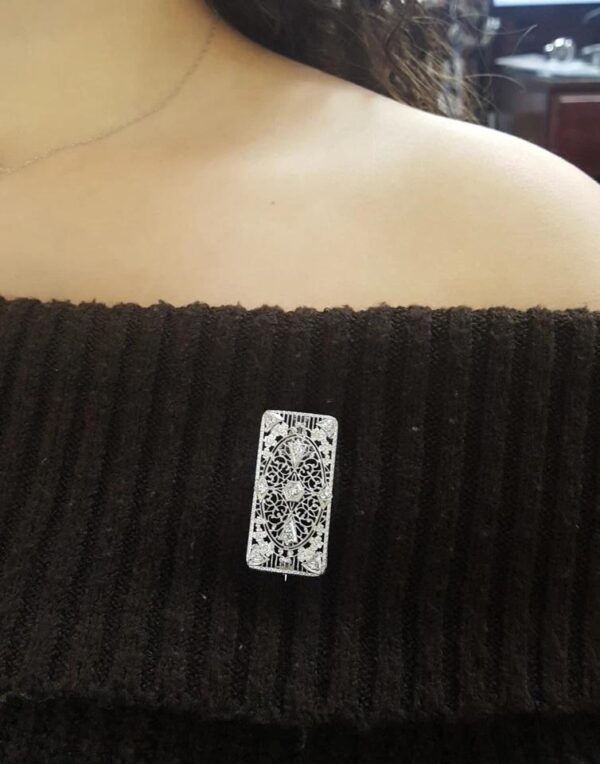 Art Deco Old Mine Old European Diamond Brooch Pendant 0.5 ct