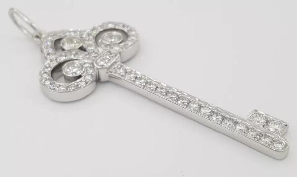 Tiffany & Co. Diamond Fleur de Lis Key Pendant Platinum 1.5" Retail $7,200