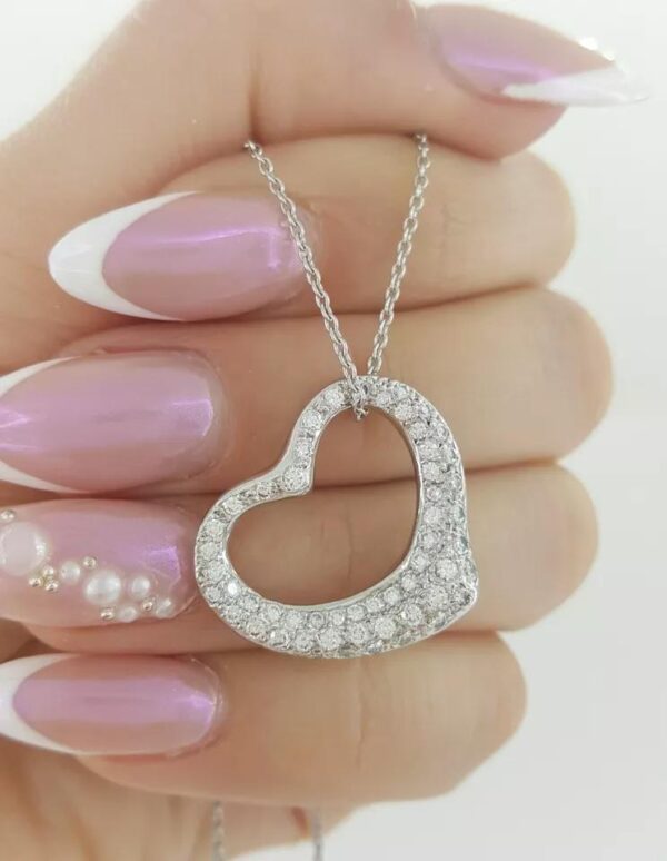 Tiffany & Co Elsa Peretti Diamond Open Heart Necklace 22 mm 0.95 ct Plat $18,500