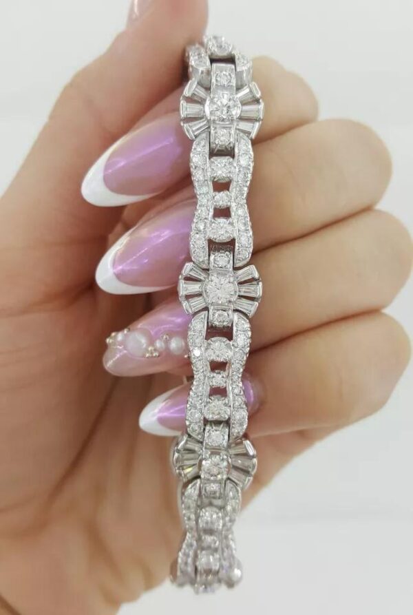 Round & Baguette Diamond Tennis Bracelet 6.5 ct 14K White Gold Rtl $15,500
