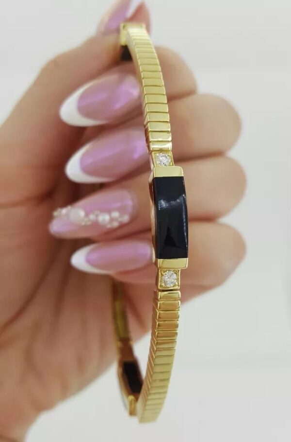 Bernard K Passman Black Coral Diamond 18k Yellow Gold Omega Bracelet 28 Grams 8"