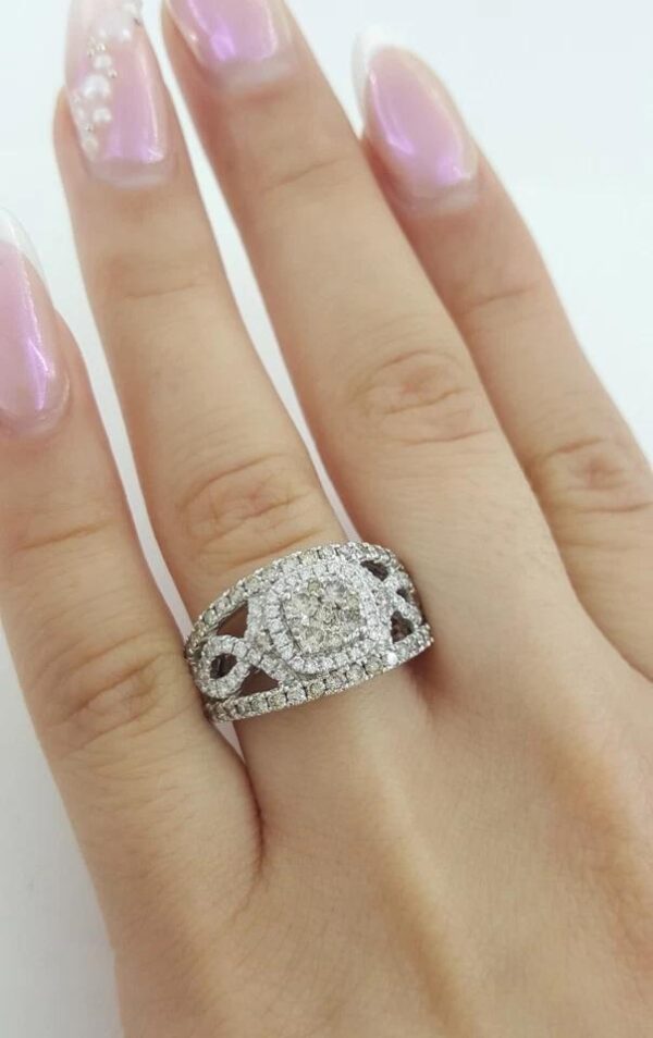 LeVian Le Vian Chocolate Nude Diamond Halo Statement Ring 1.2 14K White Gold