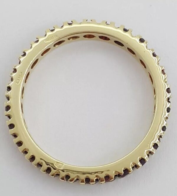Vintage Garnet Full Circle Eternity Ring 3mm 1.8 ct 18k Yellow Gold Italy