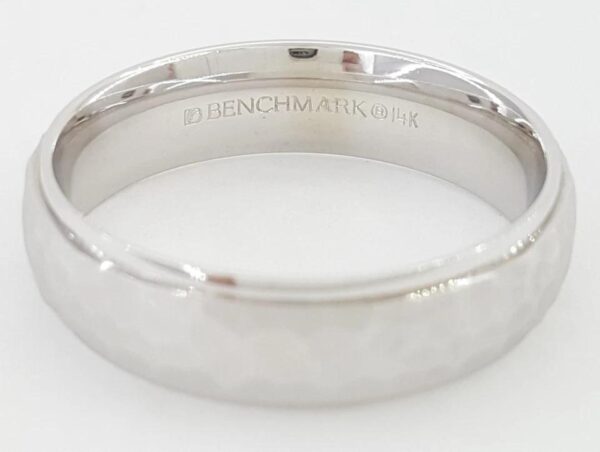 Benchmark 14k White Gold Hammered Finish Wedding Band 6 mm 7.4 grams Size 10