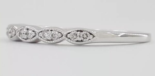 Diamond Marquise Style 14k White Gold Wedding Band 0.1 ct
