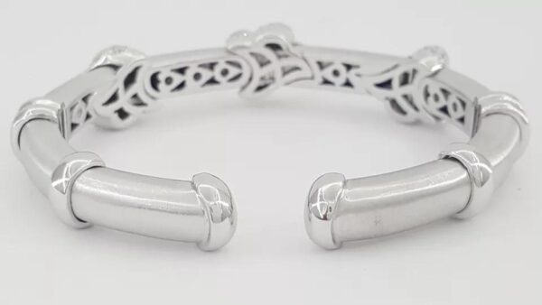 18K White Gold Pave Diamond Cuff Bangle Italy 2.2 ct 61.3 Grams 6.5"