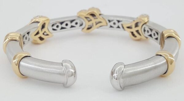 18K White Rose Gold Pave Diamond Cuff Flex Bangle 2.2 ct 61.3 Grams 6.5"