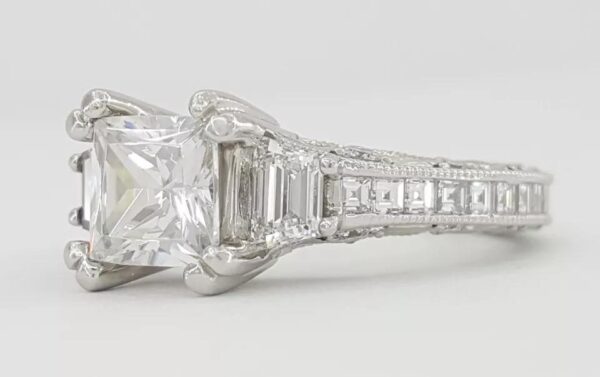 Tacori Reverse Crescent Plat 1.10 ct Semi-Mount Three Stone Engagement Ring