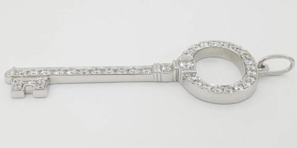 Tiffany & Co. Keys Oval Top Diamond Key Pendant Platinum 0.58 ct 1.5" Retail 7K