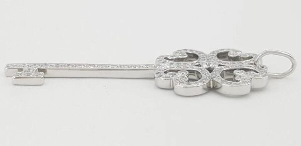 Tiffany & Co. Keys Diamond Enchant Quatra Heart Key Pendant Platinum 0.44 1.5"