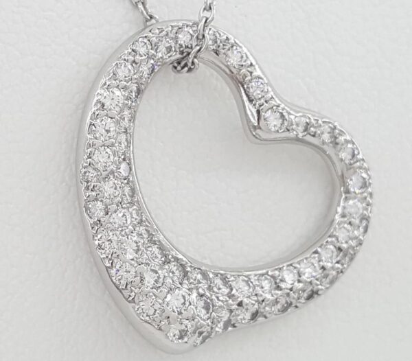 Tiffany & Co Elsa Peretti Diamond Open Heart Necklace 22 mm 0.95 ct Plat $18,500
