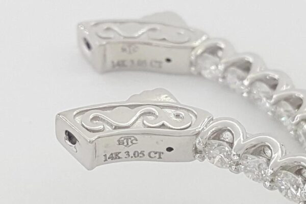 Diamond Inside Out Oval Hoop Earrings 34 mm 3.05 ct Round Diamond 14K W Gold