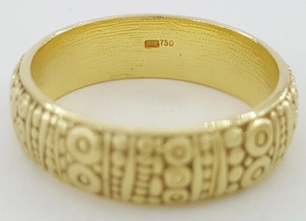 Alex Sepkus Carved 18K Yellow Gold Wedding Band Ring 6.7 mm Size 10.75