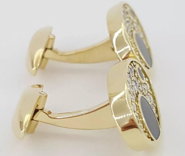 Bernard K Passman Black Coral Diamond 18k Yellow Gold Cufflinks 1.1 ct