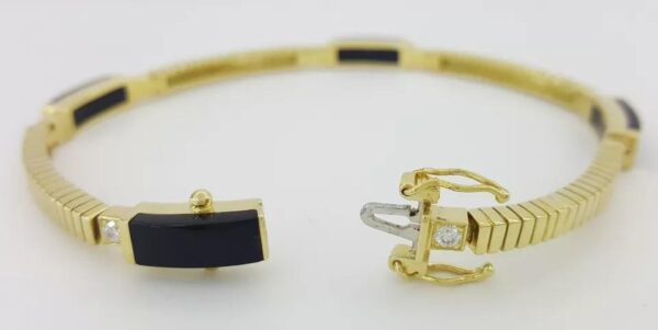 Bernard K Passman Black Coral Diamond 18k Yellow Gold Omega Bracelet 28 Grams 8"