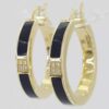 Bernard K Passman Black Coral Diamond 18k Yellow Gold Hoop Earrings 0.12 ct
