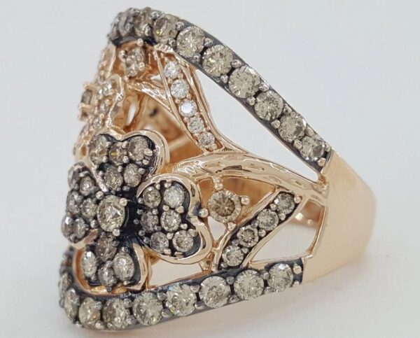 Le Vian LeVian Chocolate Nude Diamond Flower Statement Ring 14K Rose Gold 1.2 ct