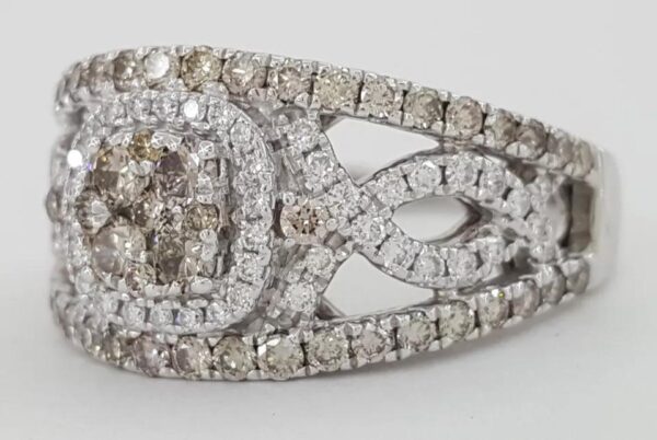 LeVian Le Vian Chocolate Nude Diamond Halo Statement Ring 1.2 14K White Gold