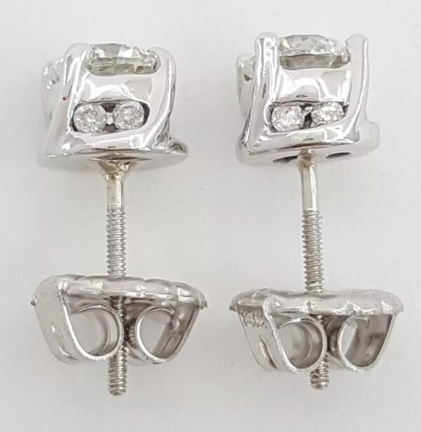 Round Cut Diamond Stud Earrings Hidden Halo 1.15 ct 14k White Gold Retail $3495