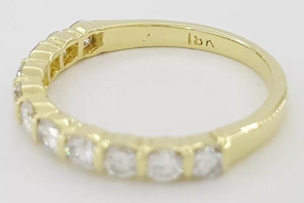 Half Circle Round Diamond Bar Set Wedding Band 0.66 ct 18k Yellow Gold 2.6 mm