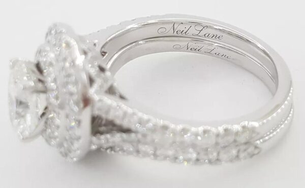 Neil Lane Oval Double Halo Split-Shank Engagement Ring Set 2 ct 14k WG Rt $9K