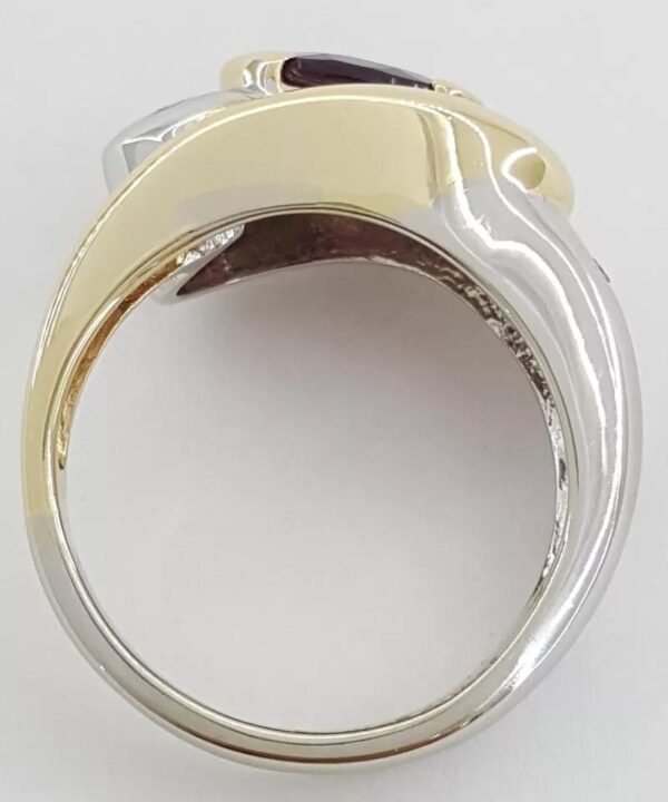 Oval Garnet Diamond 14K White & Yellow Gold Ring