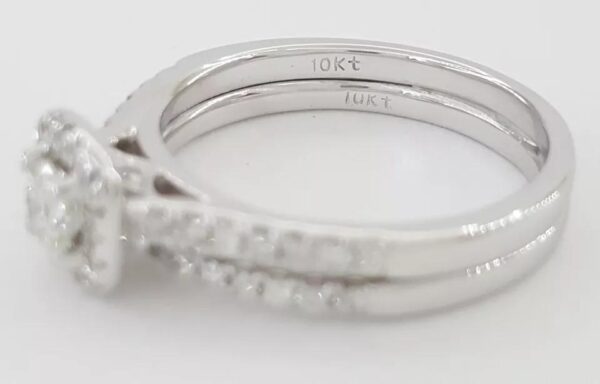 Round Brilliant Diamond Halo White Gold Engagement Wedding Ring Set 0.5ct 10k