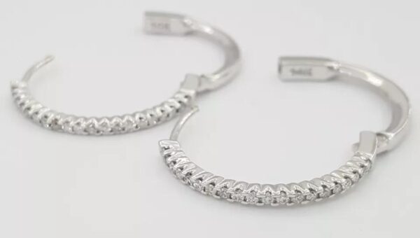 Round Diamond Hoop Earrings 0.5 ct 14k White Gold 25mm 1" Diameter 5.6 Grams