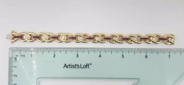 Ruby & Diamond Yellow Gold Tennis Bracelet 2.9 ct 14k 28 Grams 7.25"