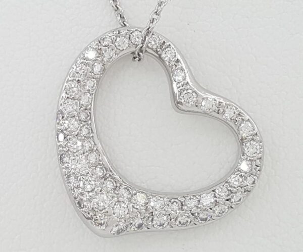 Tiffany & Co Elsa Peretti Diamond Open Heart Necklace 22 mm 0.95 ct Plat $18,500