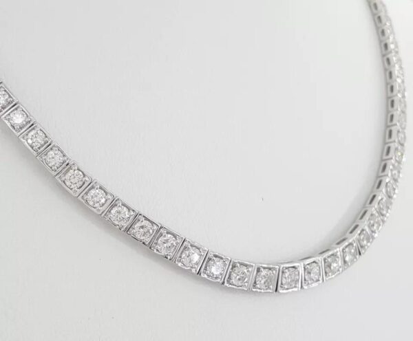 Round Diamond Riviera Tennis Necklace 7.8 ct 18K W Gold 36 Grams 16" Rtl $20K