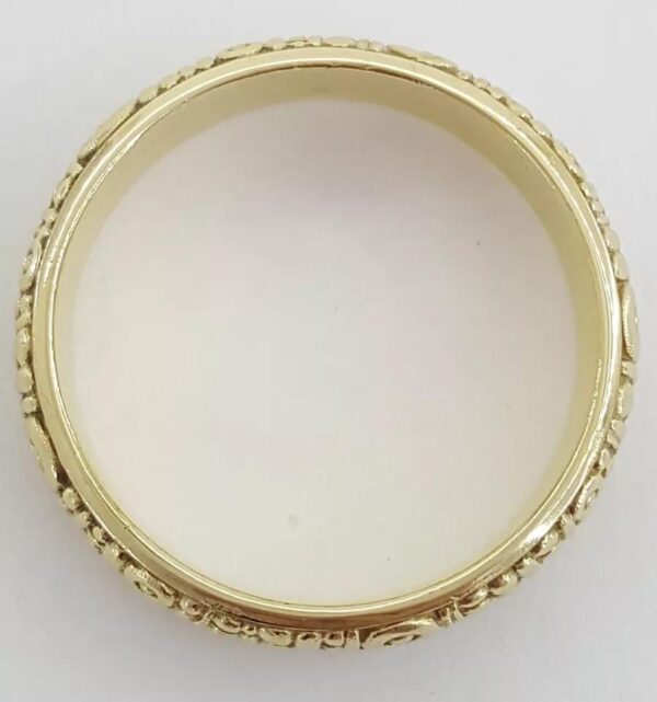 Alex Sepkus Carved 18K Yellow Gold Wedding Band Ring 6.7 mm Size 10.75