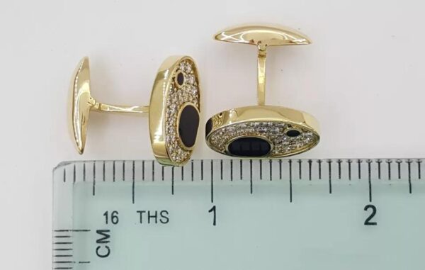 Bernard K Passman Black Coral Diamond 18k Yellow Gold Cufflinks 1.1 ct