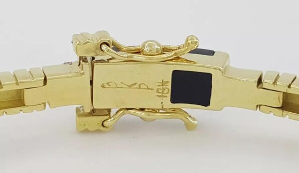Bernard K Passman Black Coral Diamond 18k Yellow Gold Omega Bracelet 28 Grams 8"