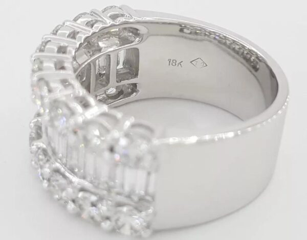 Baguette Round Diamond Three Row 18k White Gold Anniversary Ring 4 ct 10mm $13k