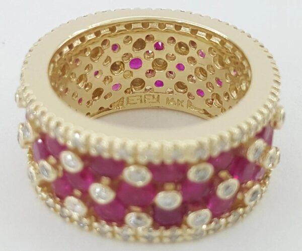 Effy Ruby & Diamond Eternity Ring 14K Yellow Gold 5 ct 9.7mm