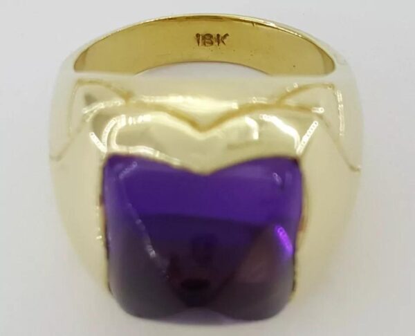 Sugarloaf Amethyst Statement Ring 18k Yellow Gold 17.6 Grams