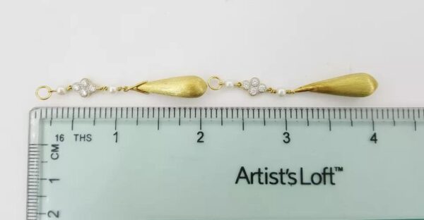 Jude Frances Diamond Pearl Earring Charms 18k Yellow Gold 2"